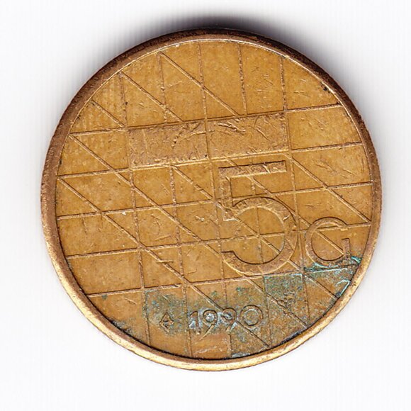 1990 Netherlands 5 Gulden Coin (b91) - Picture 1 of 2